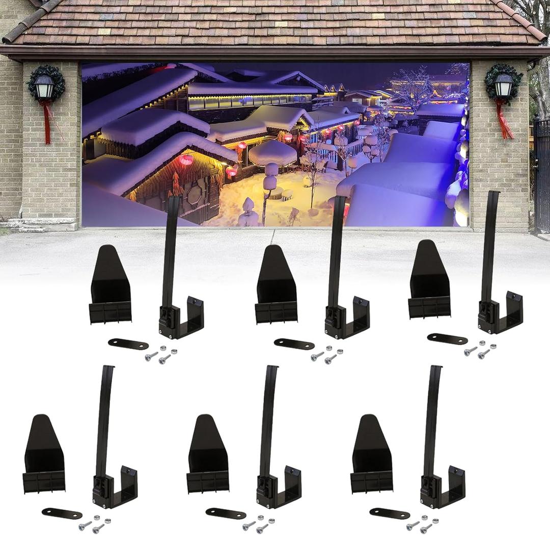 Garage Door Banner Clamps, Christmas Garage Door Banner Clips, Garage Door Hardware Kit, Garage Door Installation Kit, Christmas Garage Door Cover Hanging Hooks Tools 6pcs