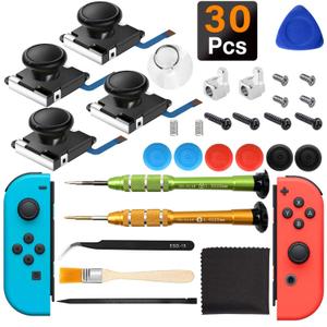 IIWEY Joycon Joystick Replacement 4 Pack for Fix Drift Nintendo Switch Joy-Con Controller & Switch Lite Joystick Replacement Left/Right Analog Thumb Stick, Metal Latch, Include Y1.5 Screwdrivers