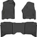 G-PLUS Floor Mats Compatible with Dodge Ram 2009-2018 Crew Cab Truck/Not Fit Quad Cab,TPE Custom Fit All Weather Full Cover Protection 1st & 2nd Row Floor Liners Truck Mats Accessories Black