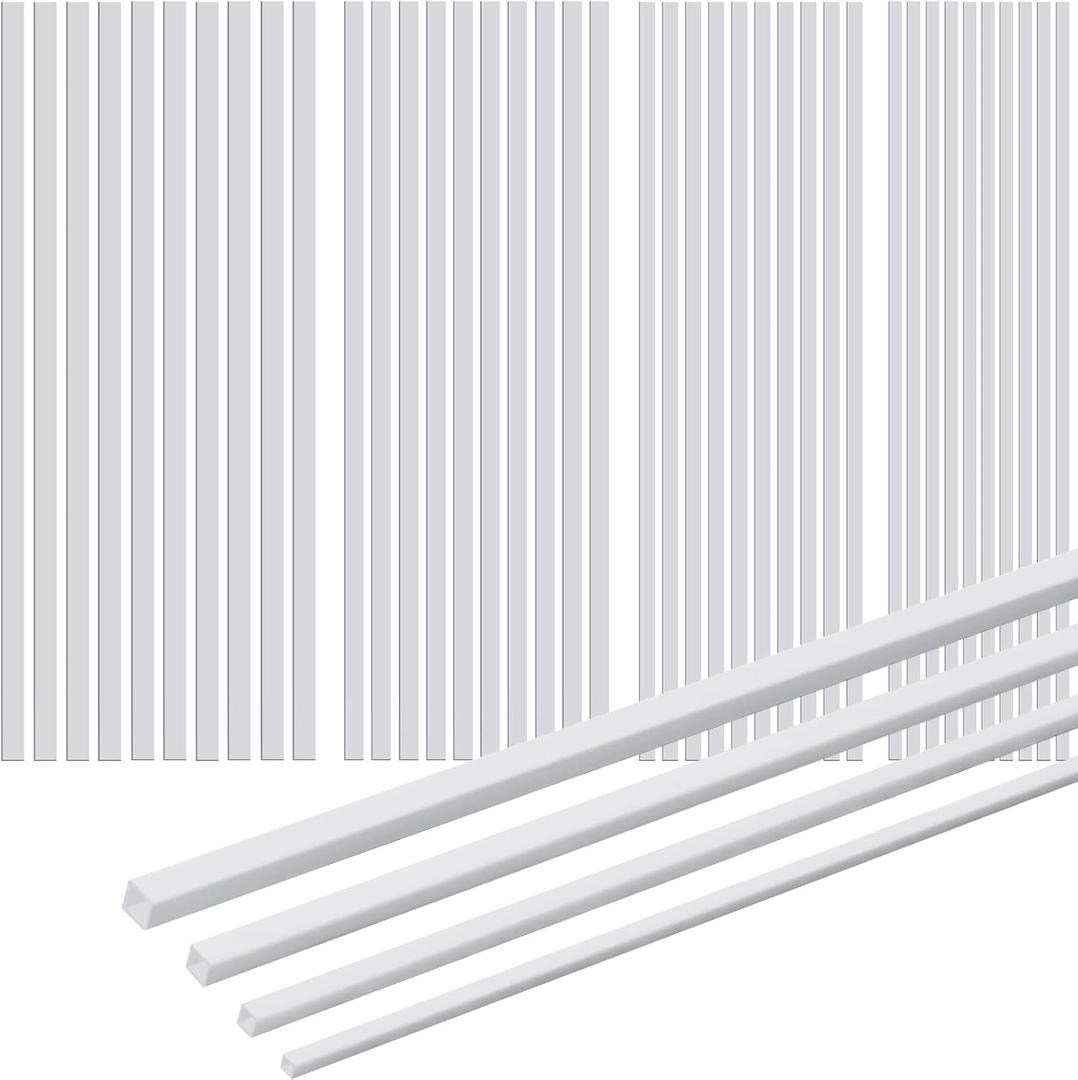 Outus 80 Pcs ABS Square Plastic Tube White Bars Rod Hollow Tubing Connector Plastic Rod for DIY Crafts Sand Table Architectural Model Making, 4 Sizes