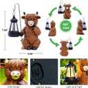 Highland Cow Statue with Solar Lantern - Resin Solar Garden Statues Outdoor Yard Patio Garden Decor - Unique Gifts for Women,Mom Men (Copper)