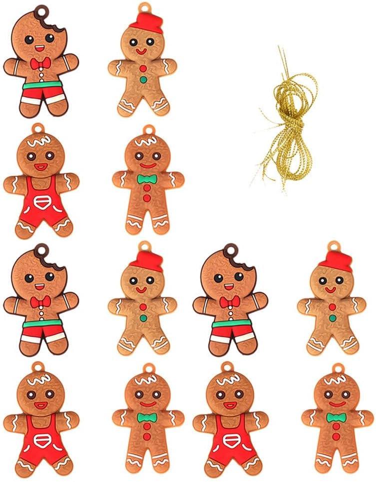 2 x SAFIGLE 12pcs Gingerbread Christmas Decoration for Tree: Cute Gingerbread Chritmas Decorations for Xmas Tree Hanging Decor DIY Craft Party Supplies - Christmas Hanging Decor for Home Kitchen