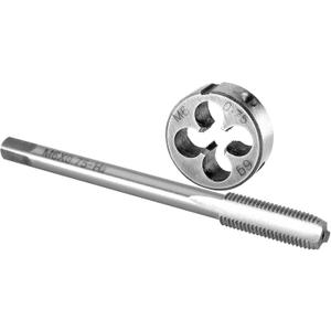 Burkit M6 X 0.75 Tap and Die Set, M6 x 0.75 Machine Thread Tap and Round Die Right Hand