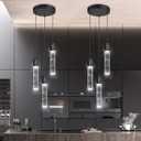 3-Lights Pendants Light for Kitchen Island Chandeliers Dining Room Pendant Lighting Fixture Bubble Crystal Ceiling Hanging Lights Bedroom Island Kitchen 6000K White Light Fixtures Black