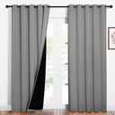 NICETOWN Silver Grey Full Shade Curtain Panels, Pair of Energy Smart & Noise Blocking Out Blackout Drapes for Dining Room, Thermal Insulated Guest Room Lined Window Dressing(Silver Grey, 62 x 84 inch)