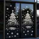 2 Sheet Christmas Window Clings【Double-Sided Pattern】【Easy to Stick】【Waterproof】 Window Stickers for Christmas Decorations，D