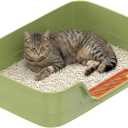 Suhaco Low Entry Litter Box for Senior Cats Extra Large Cat Litter Box with High Sides for Kitten, Anti Splashing & Easy to Clean for Indoor Cats Litter Pan (Green)