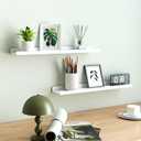 White Floating Shelves for Wall Decor, Long Wall Mounted Storage Shelf for Bedroom, Living Room, Bathroom, Kitchen, Nursery, Display Picture Ledge Shelf with Lip Set of 2-24 Inches, White