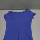 ForeFair Womens Casual V Neck Short Sleeve T Shirts Going Out Tops Double Lined Slim Fitted Summer Basic Tee (Blue, S)