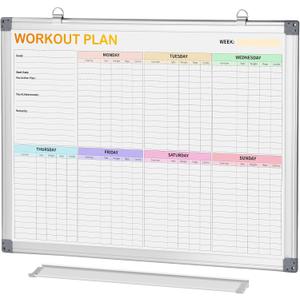 Fitness Tracker Magnetic Whiteboard Workout Plan Dry Erase Board for Wall 24'' x 18'',Hanging Mounted Weekly Fitness Tracker Gym Exercise Tracker Schedules and Checklists