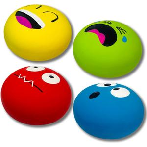 Latex Squeaky Dog Toys for Small Dogs & Mini Breeds - 4PCS Set Squeaky Dog Balls | Soft, Safe & Fun Chew Toys | Indoor & Outdoor Play (Blue+Red+Green+Yellow)