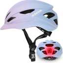 Bike Helmet Adult Urban:Bicycle Helmet for Men Women with USB Charge Detachable Taillight Helmets for Commuter Cycling Scooters (M: 55-58 cm, Pink/blue)