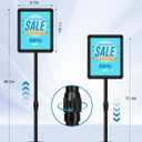 2 Pack Sign Holder Stand 8.5x11 inch for Display, Height Adjustable Floor Standing Signage Stand with 360 Rotated Snap Open Frame for Malls, Schools, Advertising, Outdoor Poster Stand