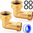 UNWAVER 90 Degree Garden Hose Elbow Connector,3/4" GHT Brass Female x Male Threaded Adapter Pipe Fittings for RV Water Intake,Residential Outdoor Faucets-2 PCS