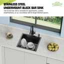 Black 18x18 In Undermount Kitchen And Bar Sink- Stainless Steel Single Bowl Kitchen Sink Modern Drop In Bar Sink With Silicon Mat,Drain Strainer Set Compatibility With Various Kitchen & Bar Style