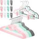 Tessco 20 Pcs Velvet Clothes Hangers with 20 Pcs Clips Non Slip Space Saving Skirt Hanger 360 Degree Swivel Hook Felt Heart Shaped Drying Rack for Pants(Multicolor,Velvet)