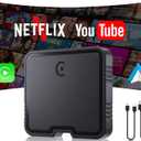 Wireless Carplay Adapter, Supports Netflix, YouTube, TF Card Plug & Play, Android Auto Wireless Dongle Fits for Factory Wired Car Play Cars