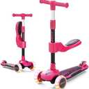 ZIFFY 2-in-1 Toddler Scooter with Seat, 3 Wheel Scooter for Kids 3-5 6-12, Foldable Light-Up Kid Scooters for Boy Girl 110 Lbs, Anti-Slip Deck, 3 Adjustable Height Handlebar, Kids Riding Toys by JOVA