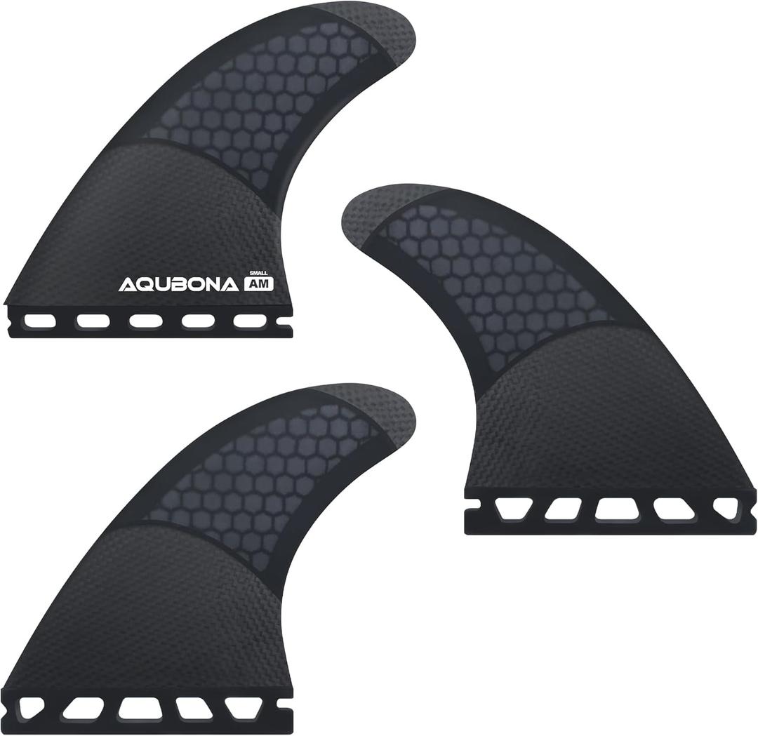 AQUBONA Single Dual Tab G3/G5/G6/G7 Half Carbon+Honeycomb Surfboard fin Tri Fin Thruster Set Surfboard fins (Fu, G3(S))