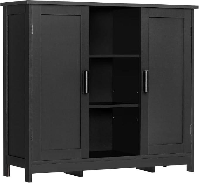 Iwell Storage Cabinet with 2 Doors and 4 Storage Shelves, Bathroom Cabinet, Cupboard for Living Room, Home Office, Entryway, Color: 3 Shelves, Black, 
Product Dimensions	11.8"D x 35.4"W x 31.7"H