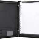 Zippered Portfolio 3 Ring Binder with 8 Pockes, Leather Business Padfolio with Zipper, A4 Document Binder Organizer for School Office
