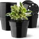 RooTrimmer 20 Pack Plant Pots, 6 Inch Plastic Plant Planter with Saucers and Mesh Mats, Durable Flower Pots with Drainage Holes Perfect for Indoor Outdoor, Black