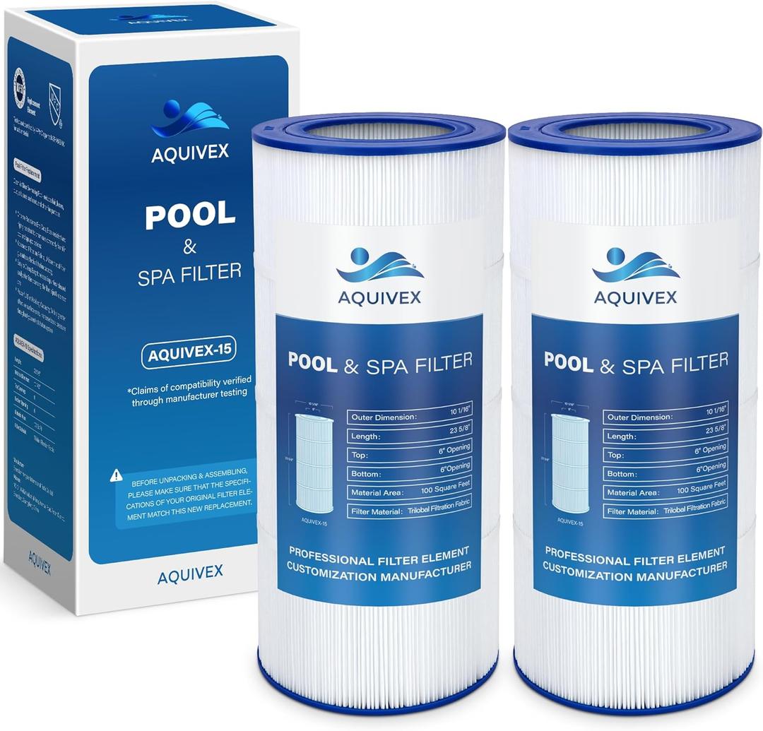 CC100 Pool Filter Cartridge, Compatible With Pentair Clean & Clear 100 In Model 160316 & EC-160316, 160354 & EC-160354, Replacement for Pentair R173215, Pleatco PAP100, PAP100-4, 2 Pack
