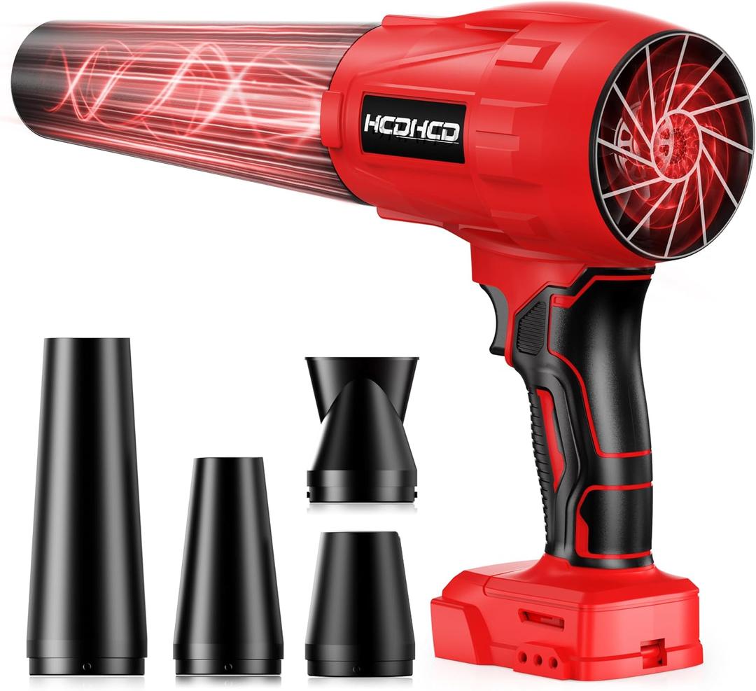 Cordless Leaf Blower Compatible with Milwaukee 18V Battery, 720 CFM 180 MPH Handheld Turbo Jet Blower with 4 Nozzles for Yard Care, Car Drying, Bullseye Electric Blower (Tool Only)