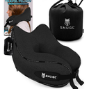 SNUGL Travel Pillow  Neck Pillow Airplane, Travel Pillows for Airplanes, Neck Pillows Memory Foam  Road Trip Essentials for Adults  Traveling Essentials - Gifts for Travelers Men & Women (Dark Red)