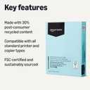 Amazon Basics 30% Recycled Color Copy Paper, 8.5" x 11", 20lb, Pastel Blue, 500 Sheets