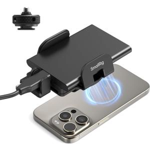 SMALLRIG Universal SSD Holder for MagSafe, SSD Mount Bracket for Samsung T5 T7 SSD, for SanDisk SSD,for iPhone 17/16/15/14, for Camera Cage, with Cold Shoe & Cable Clamp, 40-60mm Wide Clamping - 5196