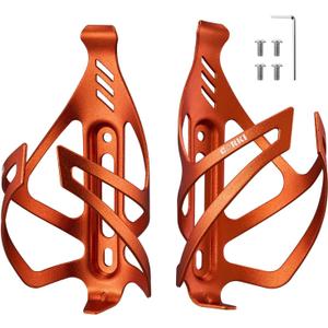 Corki Cycles Bike Water Bottle Holder Aluminum Alloy, Universal Bike Water Bottle Cage for Road, Mountain and Gravel Bikes -2 Pack - Orange