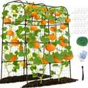 7.2FT Cucumber Trellis for Raised Bed, Garden Arch Trellis with Net, Rustproof Metal Plant Support for Climbing Plants Outdoor, Tomato Zucchini Squash Bean Pea Melon Vine, Rose Flower Garden Arbor (Black - 86.61" * 70.86")