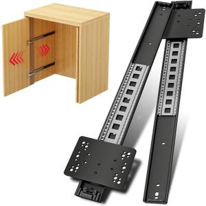 NECILO Cabinet Pocket Door Slides 24 Inch, Sliding Cabinet Pocket Door Hardware, Full Extension Ball Bearing, Space Saving Top/Side Mount for Cabinet Doors Wardrobes Closet Pantry, 1 Pair