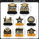 2 x 8 Pieces Class of 2026 Graduation Table Decorations - Congrats Grad Honeycomb Centerpieces, Black and Gold Graduation Table Toppers Decor for 2026 Graduation Party Decorations Favor Supplies