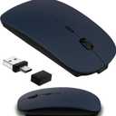Wireless Mouse for MacBook & iPad, Bluetooth 5.2/3.0 & 2.4G USB-C/USB-A, Rechargeable Silent Slim Mouse with Multi-Device Switching & Activity Mode to Prevent Screen Lock - Blue
