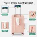Carry on Luggage Top opening Suitcases, Expandable with Cup&Phone Holder and USB Charging Port,Hardside with Front Pocket Rolling Suitcases with Spinner Wheels & YKK Zippers (Pink, 20 Inch)