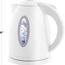 OVENTE Electric Kettle, 1.7L Fast Boiling Water Heater for Coffee or Tea, BPA Free with Water Level Gauge, Auto Shut-Off, Boil-Dry Protection, Indicator Light and Removable Filter, White KP72W