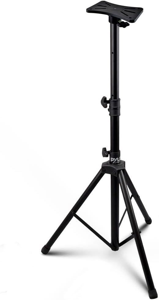Pyle Mount Holder Heavy Duty Rubber Capped Tripod, Adjustable Height from 36.2 x 58.0 inches, Locking Safety PIN and 35mm Compatible Insert, On-Stage or in-Studio Use - PSTND1