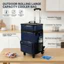 72 Can Rolling Cooler Bag with Wheels, Collapsible Insulated Ice Chest, Waterproof PVC Portable Soft Sided Cooler on Wheels for Beach, Camping, Tailgating, Travel