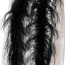 Soarer Black Ostrich Feather Boa - 2Yards 1Ply Long Boas for Halloween Party,DIY Craft Sewing,Concert(Black)
