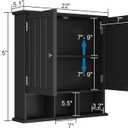 ChooChoo Bathroom Cabinet Wall Mounted 2-Door with 3 Open Shelves Wooden Medicine Cabinets with Adjustable ShelfSpace Saver Storage Cabinets Over The Toilet for Bathroom&Living RoomBlack, 5.1"d X 21.5"w X 22"h
