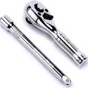 3/8-Inch Drive Ratchet Wrench, 72-Tooth Stubby Quick-Release Socket Wrench with a Extension Bar(5 inch), Reversible Switch, Chrome Alloy Made, Full-Polished Chrome Plating