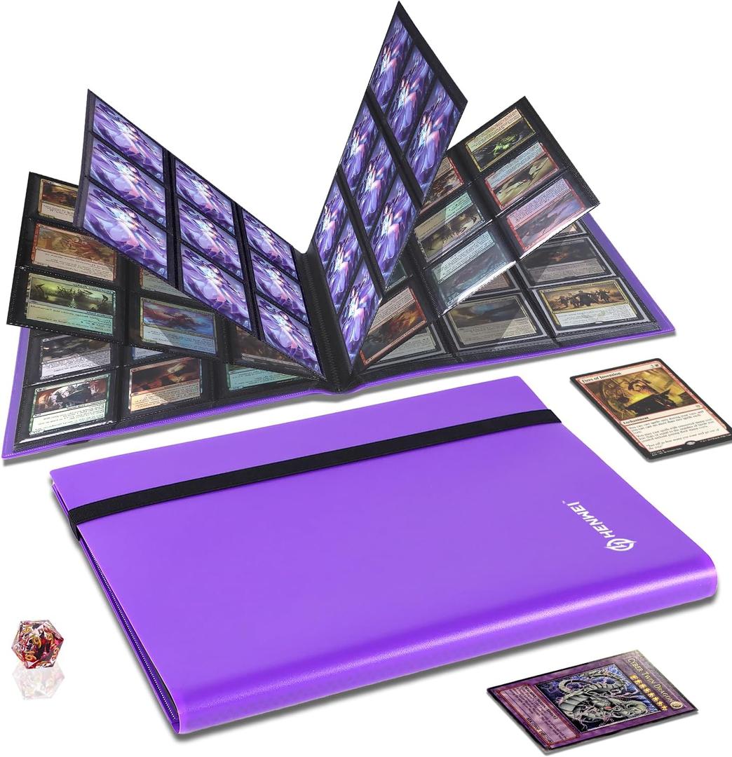 Trading Card Binder 360 Pockets - Side Loading Waterproof Card Album for MTG, TCG, Sports Cards -9-Pocket Durable Pages with Sleeves - Collector Gift (Purple)