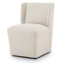 KISLOT Upholstered Dining Chair with Casters Wingback Modern Side Armless Deskchair with Rollers for Diningroom Bedroom Livingroom Reading Room, Cream Beige, 1 Box