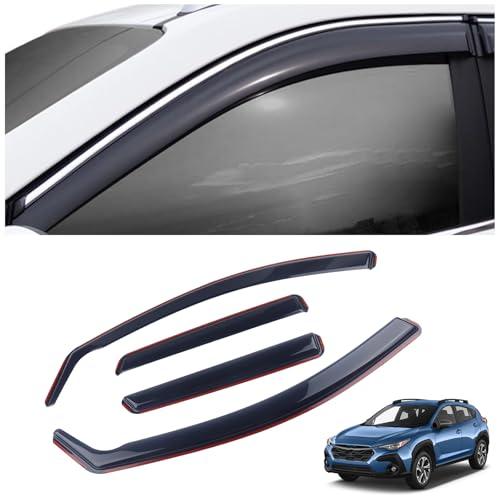 SAOKNCE 4 Pieces in-Channel Extra Durable Rain Guards Fit for 2024 2025 Subaru Crosstrek,Window Deflectors,Window Visors (Smoke Black)