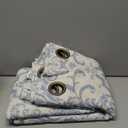 jinchan Linen Curtains for Living Room & Bedroom - Blue Damask Patterned 108 Inch Long Light Filtering Vintage Drapes with Grommet Window Treatments - 2 Panels Set