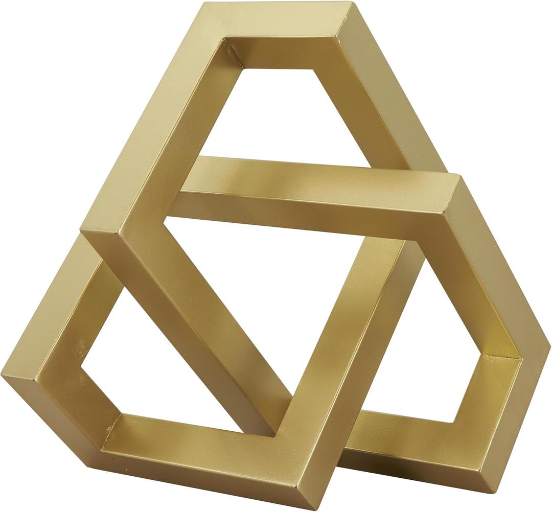Deco 79 Metal Geometric Decorative Sculpture Abstract Shaped Home Decor Statue, Accent Figurine 12" x 13" x 7", Gold