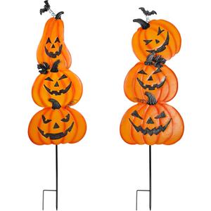 Ridota 2 Pack Halloween Yard Decoration Stakes, Trick or Treat Happy Halloween Yard Signs for Halloween Outdoor Decor