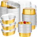 200 Pack Mini Aluminum Baking Cups with Lids, 3 OZ Disposable Ramekins Muffin Liners Containers, Individual Pie Tin Cup for Dessert